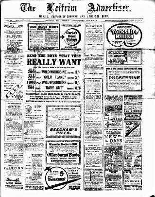 cover page of Leitrim Advertiser published on December 30, 1915