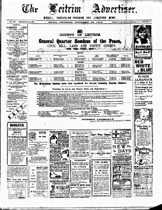 cover page of Leitrim Advertiser published on November 30, 1916