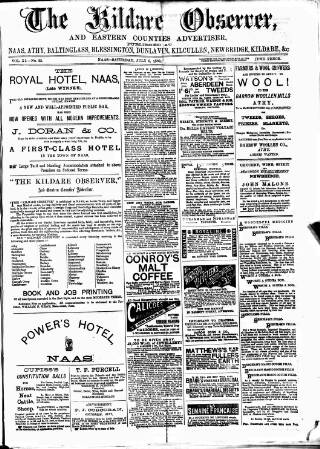 cover page of Kildare Observer and Eastern Counties Advertiser published on July 6, 1889
