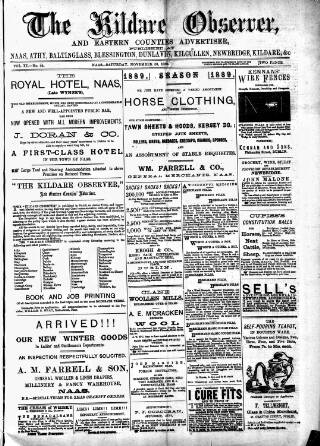 cover page of Kildare Observer and Eastern Counties Advertiser published on November 30, 1889
