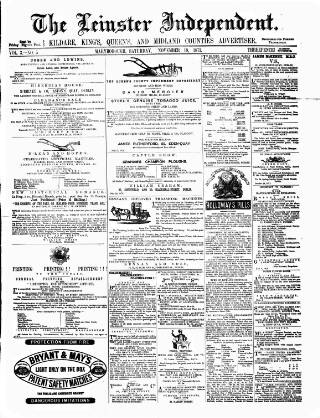 cover page of Leinster Independent published on November 18, 1871