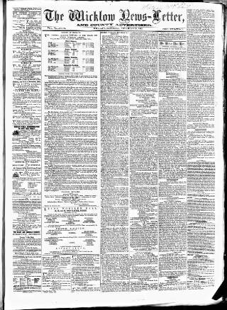 cover page of Wicklow News-Letter and County Advertiser published on November 15, 1862