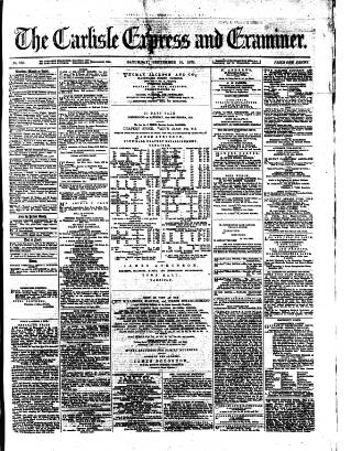 cover page of Carlisle Express and Examiner published on September 18, 1875