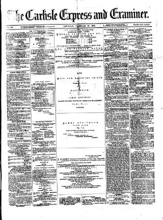 cover page of Carlisle Express and Examiner published on December 30, 1876