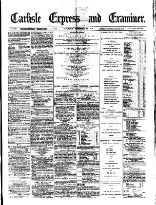 cover page of Carlisle Express and Examiner published on November 15, 1879