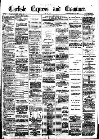 cover page of Carlisle Express and Examiner published on May 29, 1886