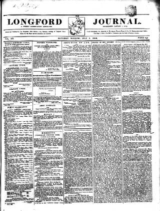 cover page of Longford Journal published on July 6, 1850