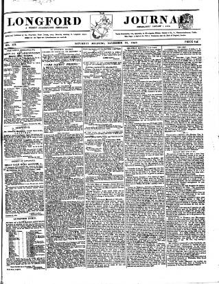 cover page of Longford Journal published on November 30, 1850