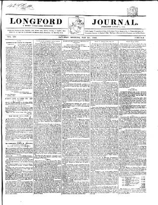 cover page of Longford Journal published on May 29, 1852
