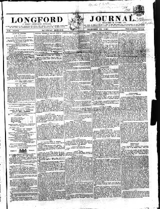 cover page of Longford Journal published on December 30, 1865