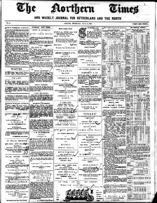 cover page of Northern Times and Weekly Journal for Sutherland and the North published on July 6, 1899