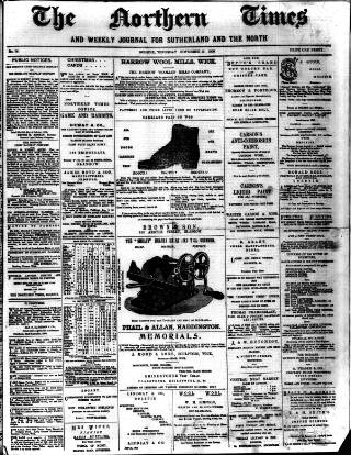 cover page of Northern times and weekly journal for Sutherland and the North published on November 15, 1900