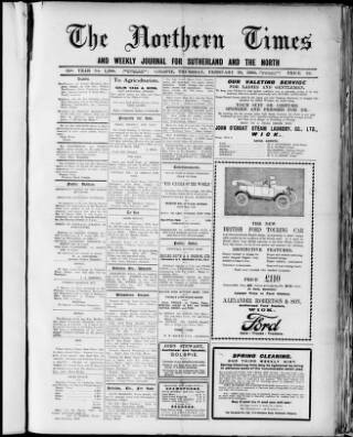 cover page of Northern Times and Weekly Journal for Sutherland and the North published on February 28, 1924