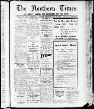 cover page of Northern Times and Weekly Journal for Sutherland and the North published on May 29, 1930