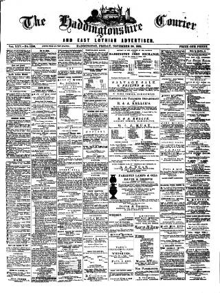 cover page of Haddingtonshire Courier published on November 30, 1883