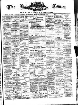 cover page of Haddingtonshire Courier published on November 28, 1890