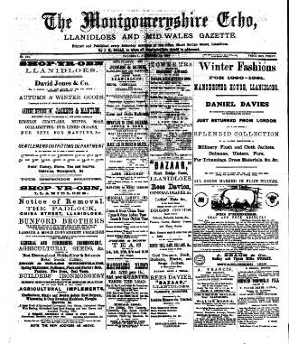 cover page of Montgomeryshire Echo published on November 15, 1890