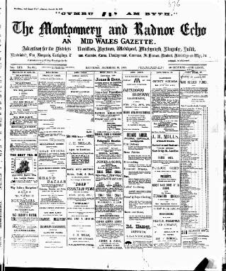 cover page of Montgomeryshire Echo published on December 30, 1899