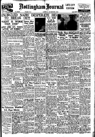 cover page of Nottingham Journal published on February 28, 1942