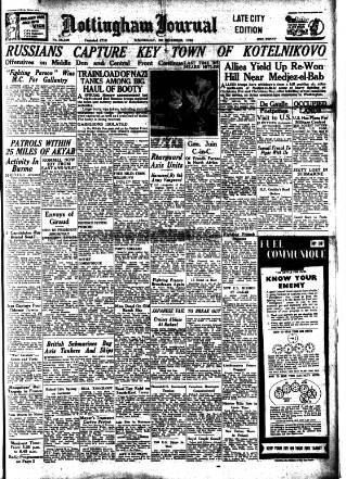 cover page of Nottingham Journal published on December 30, 1942