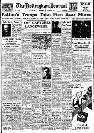 cover page of Nottingham Journal published on November 30, 1944