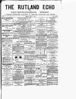 cover page of Rutland Echo and Leicestershire Advertiser published on July 6, 1877