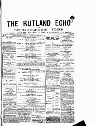 cover page of Rutland Echo and Leicestershire Advertiser published on November 30, 1877