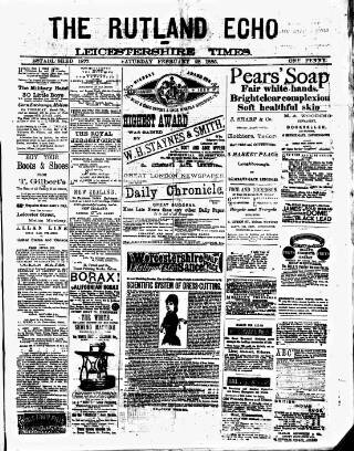 cover page of Rutland Echo and Leicestershire Advertiser published on February 28, 1885