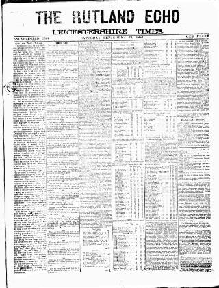 cover page of Rutland Echo and Leicestershire Advertiser published on September 18, 1886