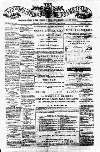 cover page of Kinross-shire Advertiser published on February 28, 1885