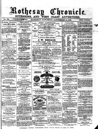cover page of Rothesay Chronicle published on September 18, 1880