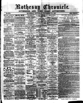 cover page of Rothesay Chronicle published on November 30, 1889