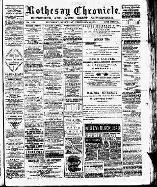 cover page of Rothesay Chronicle published on February 28, 1891