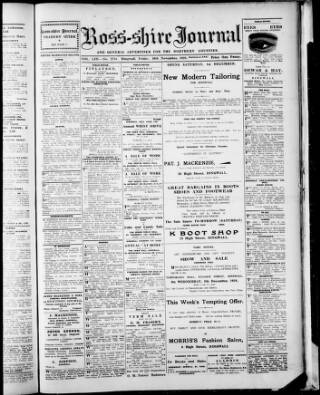 cover page of Ross-shire Journal published on November 30, 1928