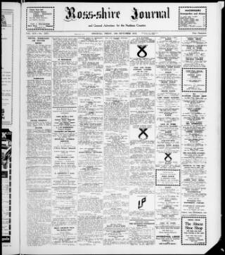 cover page of Ross-shire Journal published on September 18, 1970