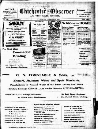cover page of Chichester Observer published on December 30, 1914