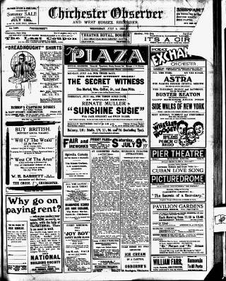 cover page of Chichester Observer published on July 6, 1932