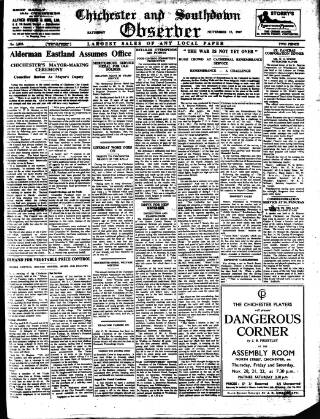 cover page of Chichester Observer published on November 15, 1947