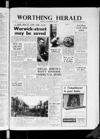 cover page of Worthing Herald published on November 30, 1962