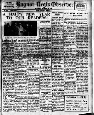 cover page of Bognor Regis Observer published on December 30, 1939