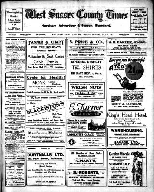 cover page of West Sussex County Times published on July 6, 1929