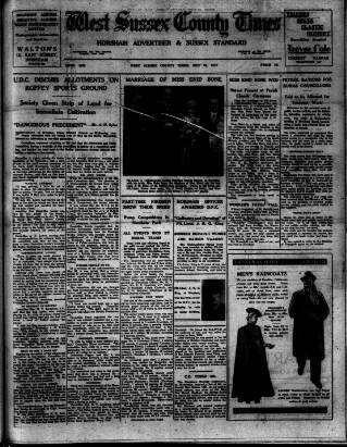 cover page of West Sussex County Times published on May 29, 1942