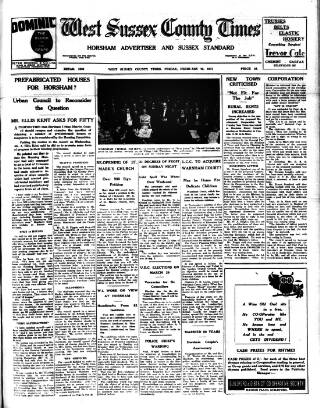 cover page of West Sussex County Times published on February 28, 1947