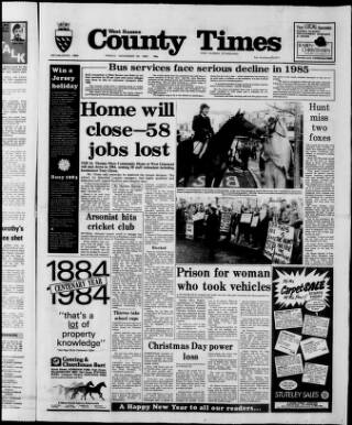 cover page of West Sussex County Times published on December 30, 1983