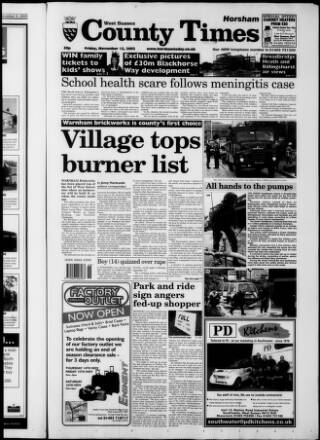 cover page of West Sussex County Times published on November 15, 2002