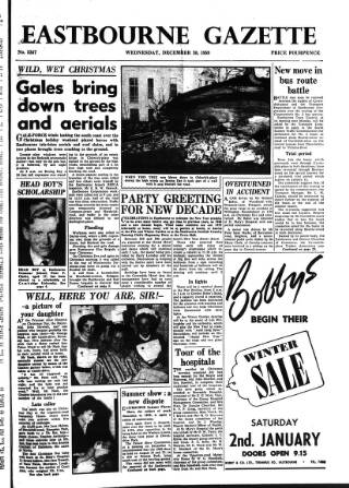 cover page of Eastbourne Gazette published on December 30, 1959