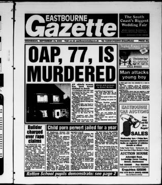 cover page of Eastbourne Gazette published on September 18, 2002