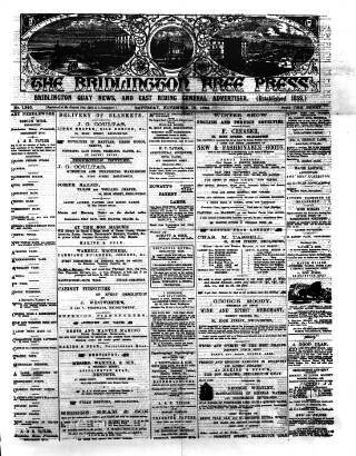 cover page of Bridlington Free Press published on November 15, 1884