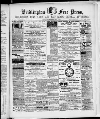 cover page of Bridlington Free Press published on December 30, 1893