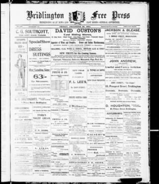 cover page of Bridlington Free Press published on December 30, 1904